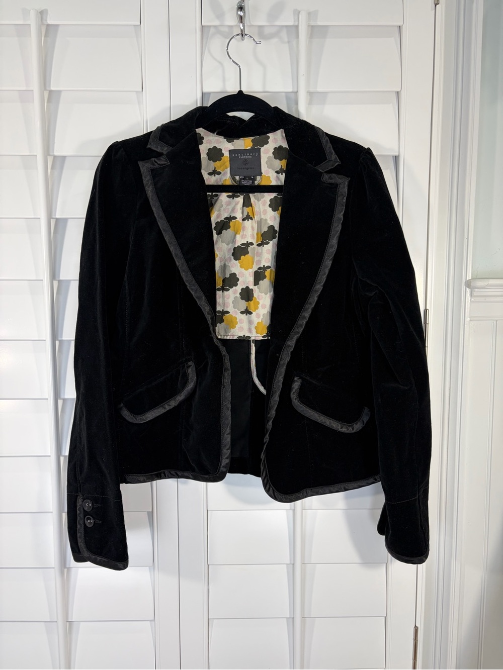 Sanctuary Black Velvet Blazer Jacket (S)